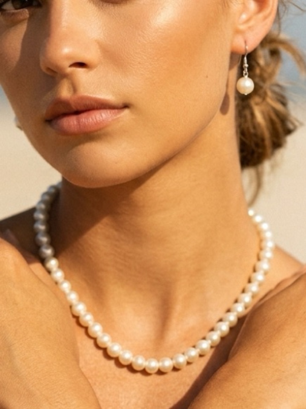 Faux Pearl Necklace and Earring Set